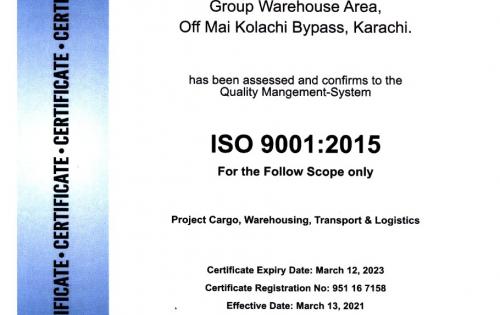 Star Shipping Pakistan Certified to ISO 9001 Standards
